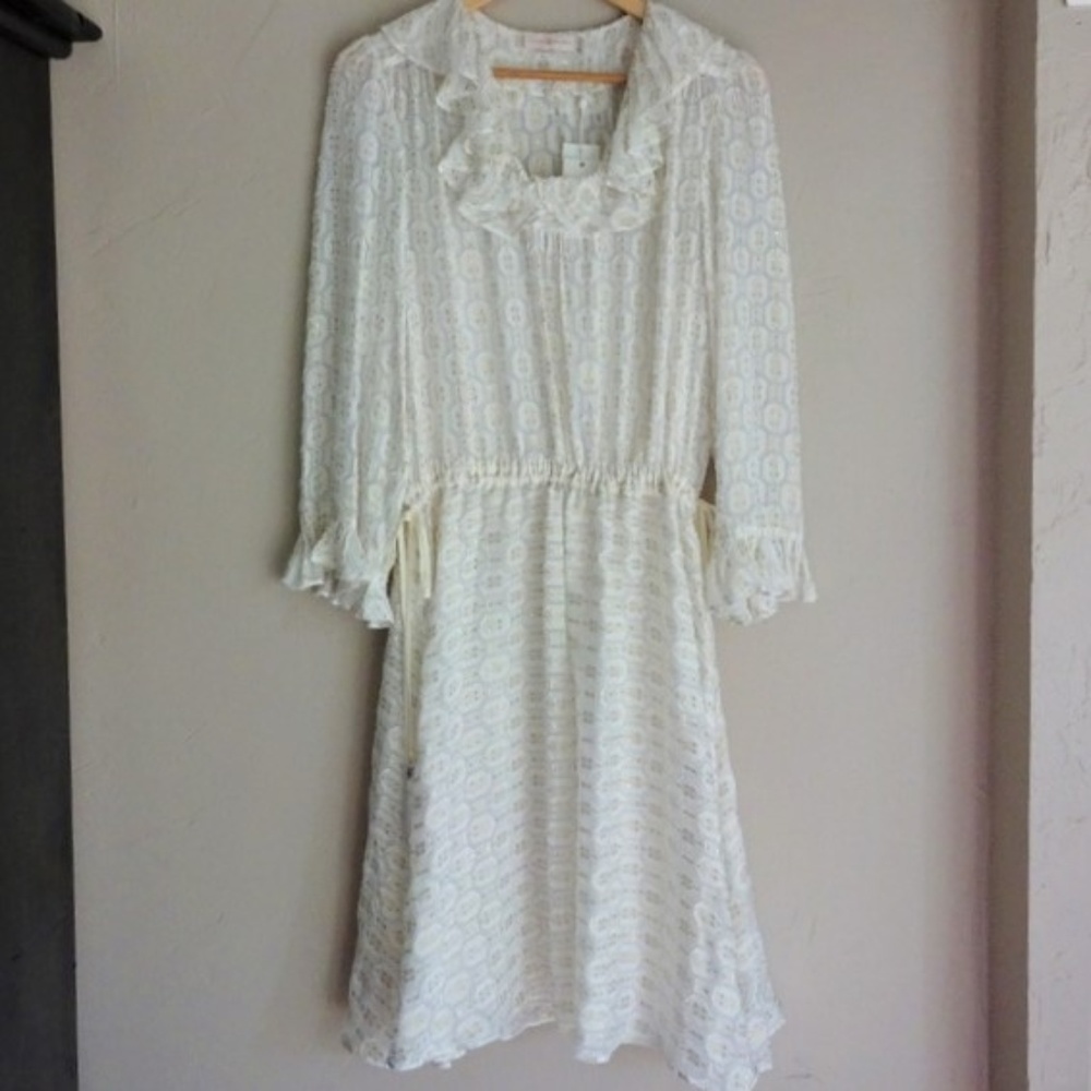 NWT Tory Burch Ivory & Gold Jasmine Dress - Picture 6 of 8